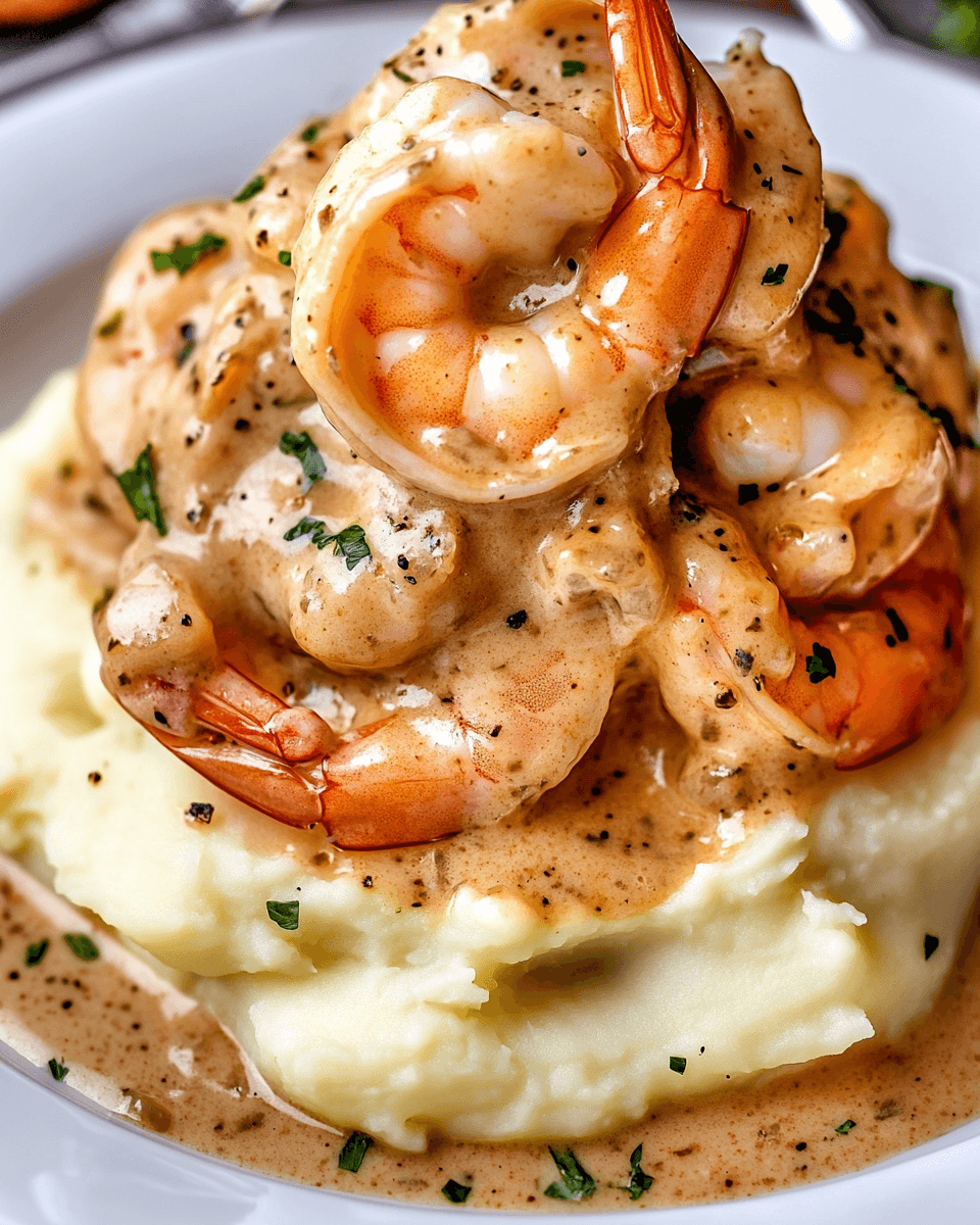 Creamy Garlic Shrimp Over Mashed Potatoes is Irresistible!