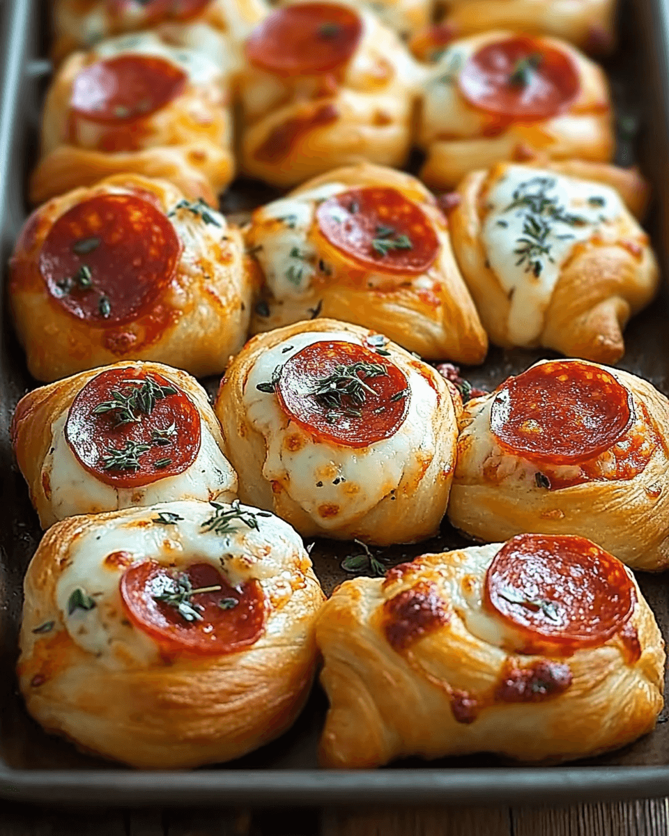 “Flaky Pepperoni Pizza Rolls with Mozzarella & Herbs

2 sheets of puff pastry (thawed)
1 cup pepperoni slices
1 cup shredded mozzarella cheese
1 teaspoon dried oregano
1 teaspoon dried basil
1/2 teaspoon garlic powder
1/4 teaspoon red pepper flakes (optional)
1 egg (beaten, for egg wash)
Flour (for dusting)

Preheat your oven to 400°F. Line a baking sheet with parchment paper.

On a lightly floured surface, roll out each sheet of puff pastry to smooth out creases. Cut each sheet into 9 equal squares.

In a bowl, combine the pepperoni, mozzarella cheese, oregano, basil, garlic powder, and red pepper flakes. Mix well.

Place about 2 tablespoons of the pepperoni mixture in the center of each pastry square. Fold the corners of the pastry over the filling to create a pocket and pinch the edges to seal tightly.

Transfer the filled rolls to the prepared baking sheet. Brush the tops with the beaten egg for a golden finish.

Bake in the preheated oven for 15-20 minutes, or until the rolls are puffed and golden brown. Allow to cool for a few minutes before serving.

Serves 6.

Calories: 250  
Net Carbs: 15g  
Protein: 8g  
Fat: 18g  

For extra flavor, try adding a tablespoon of grated Parmesan cheese to the filling. You can also substitute the pepperoni with cooked sausage or vegetables for a different twist.”