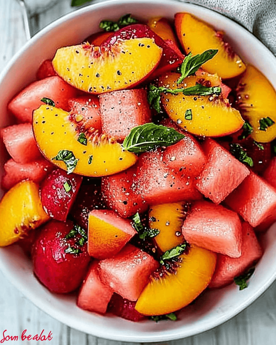 Easy Summer Peach Watermelon Salad That Refreshes Instantly!