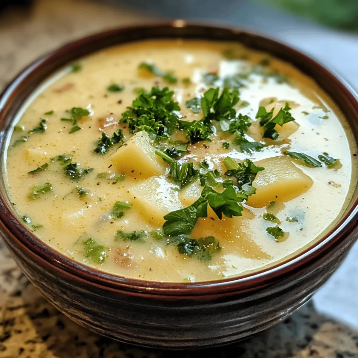 Creamy Cheddar Garlic Potato Soup Perfect for Cozy Nights