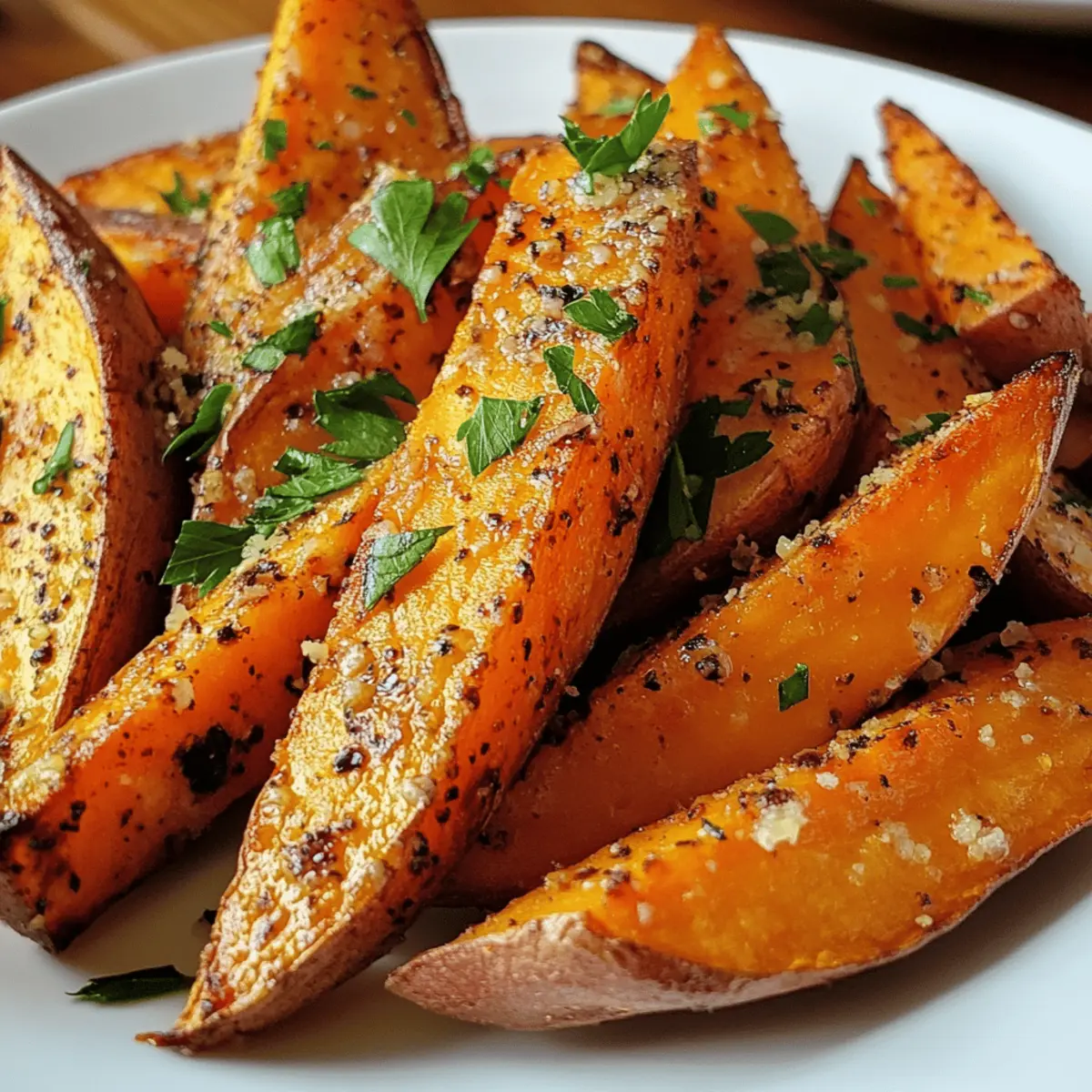 Crispy Garlic Parmesan Sweet Potato Wedges You’ll Love
