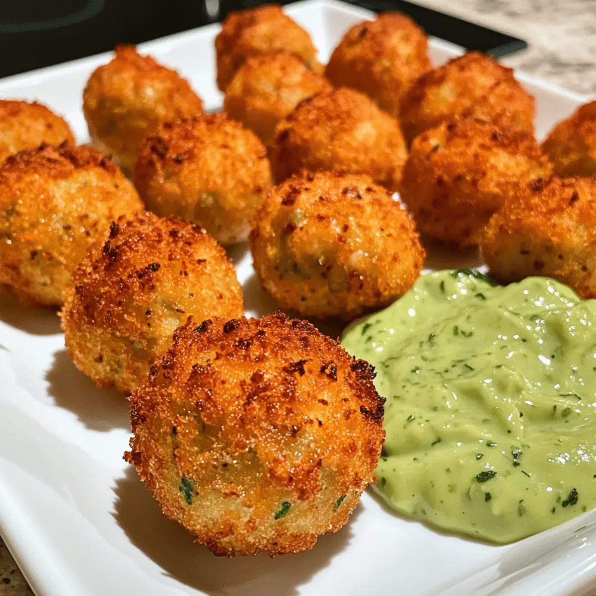Irresistible Salmon Balls with Creamy Avocado Sauce Delight