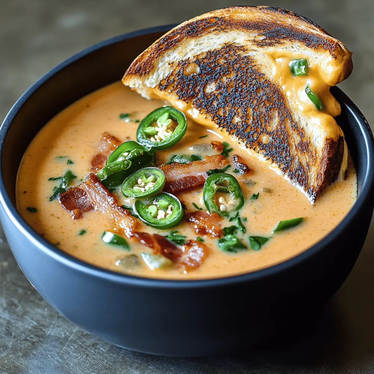 Spicy Jalapeño Popper Soup with Grilled Cheese Dippers Bliss