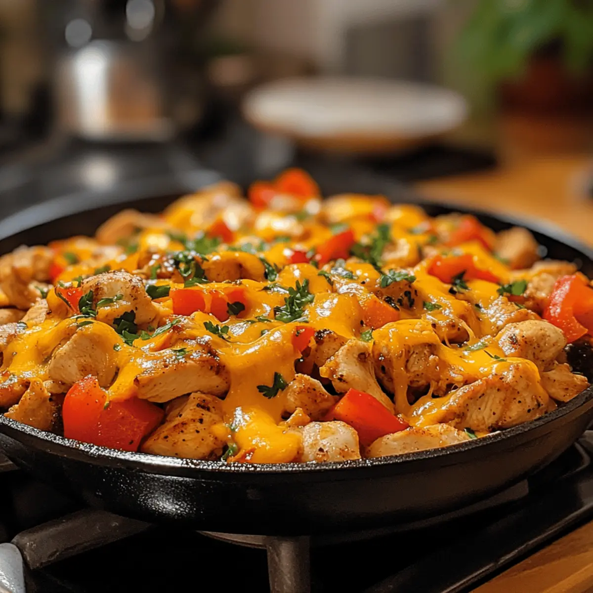 Quick Cheesy Baja Chicken & Bell Pepper Skillet Delight