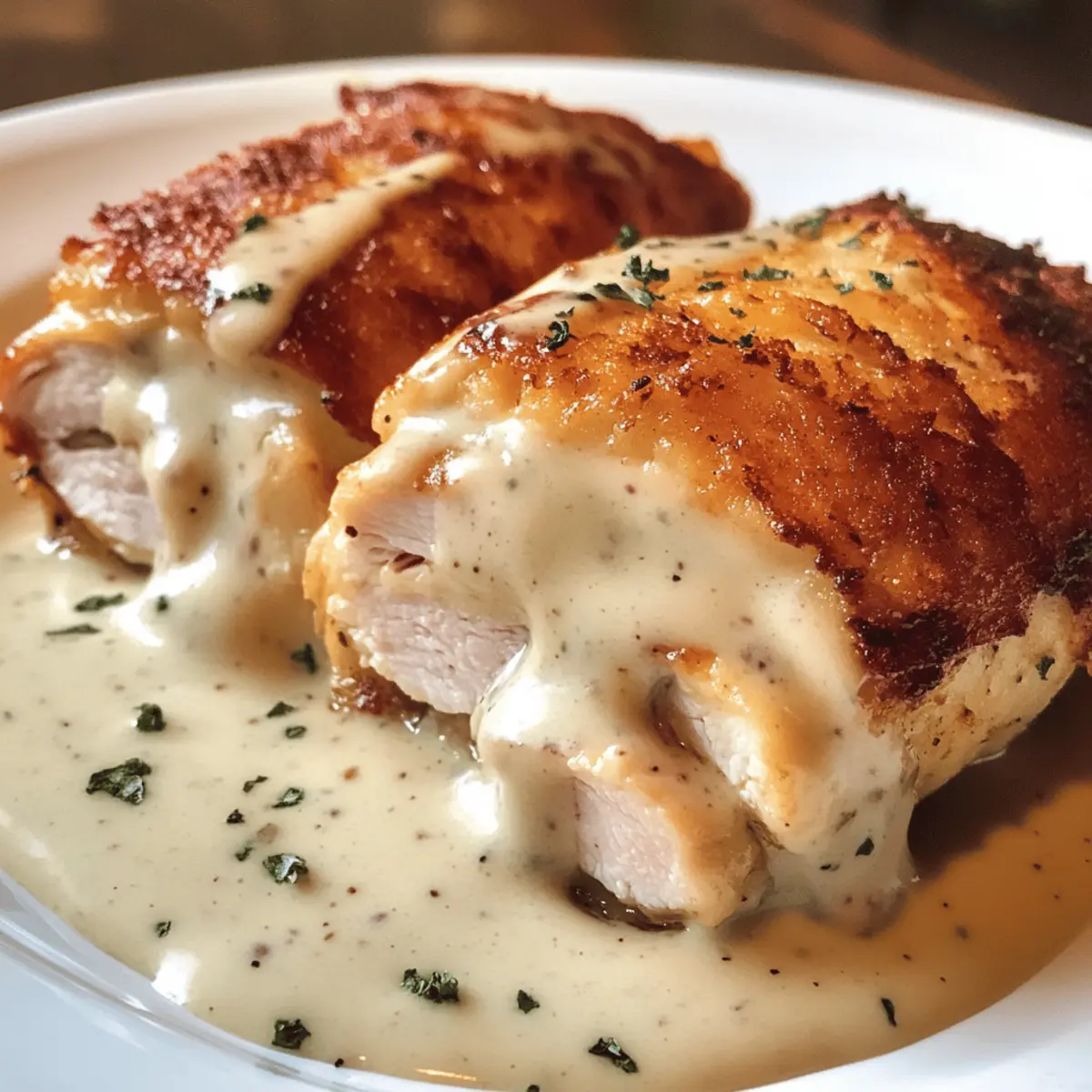 Savory Chicken Cordon Bleu with Creamy Swiss Cheese Sauce