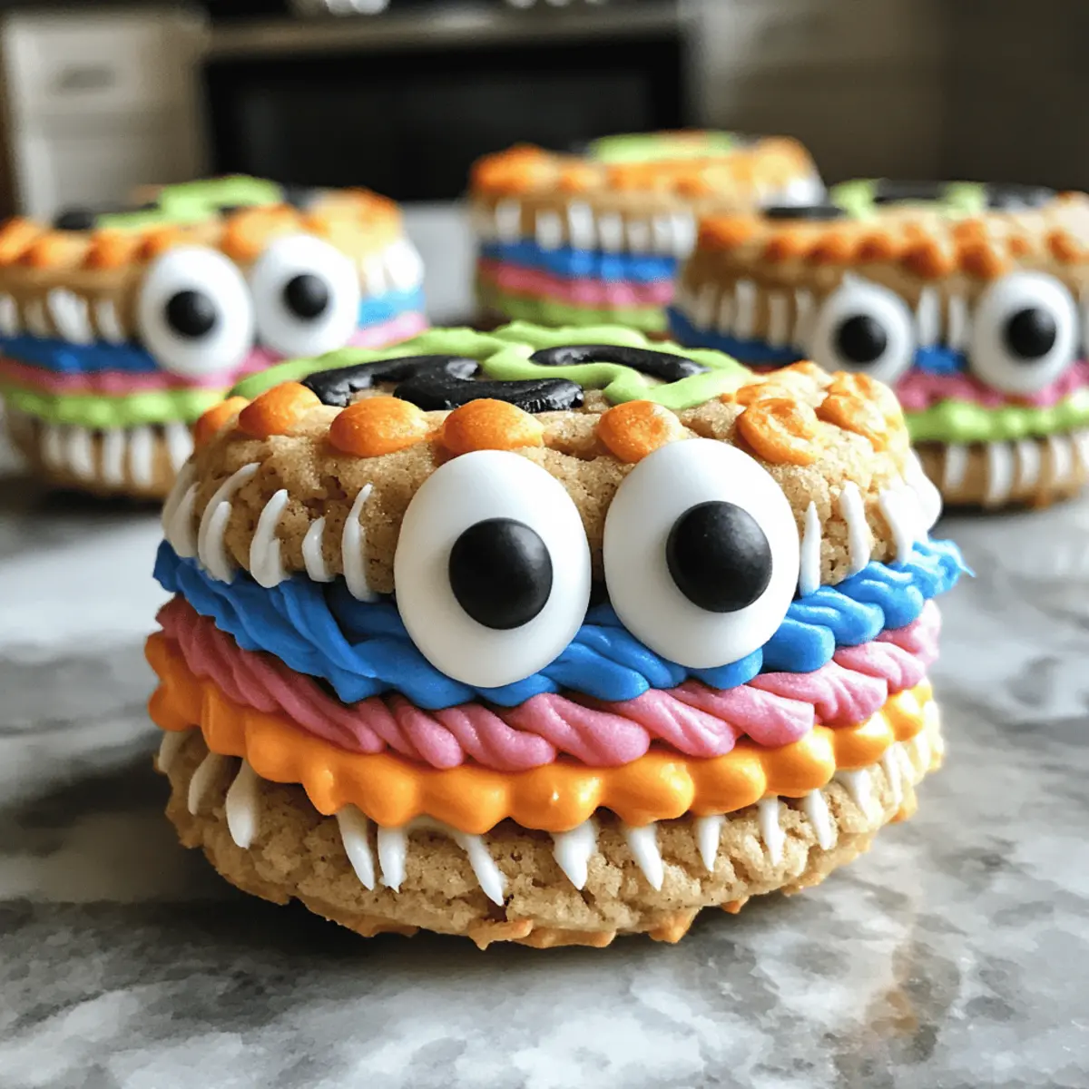 Cute Monster Sandwich Cookies for Spooky Halloween Fun