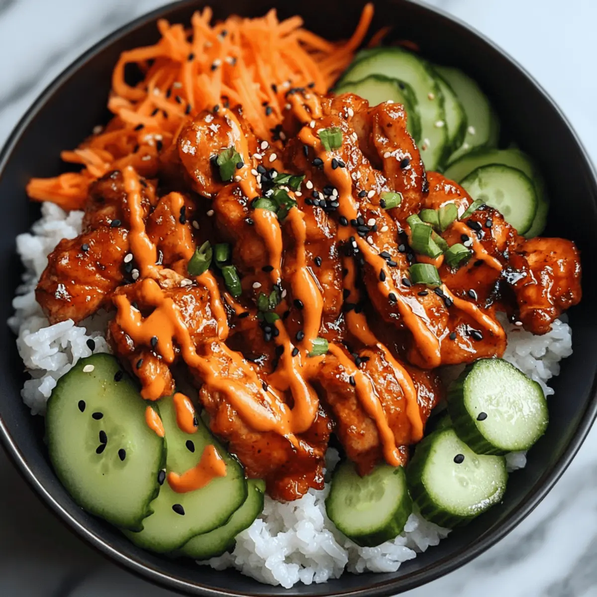 Savory Korean BBQ Chicken Bowls with Gochujang Cream Sauce