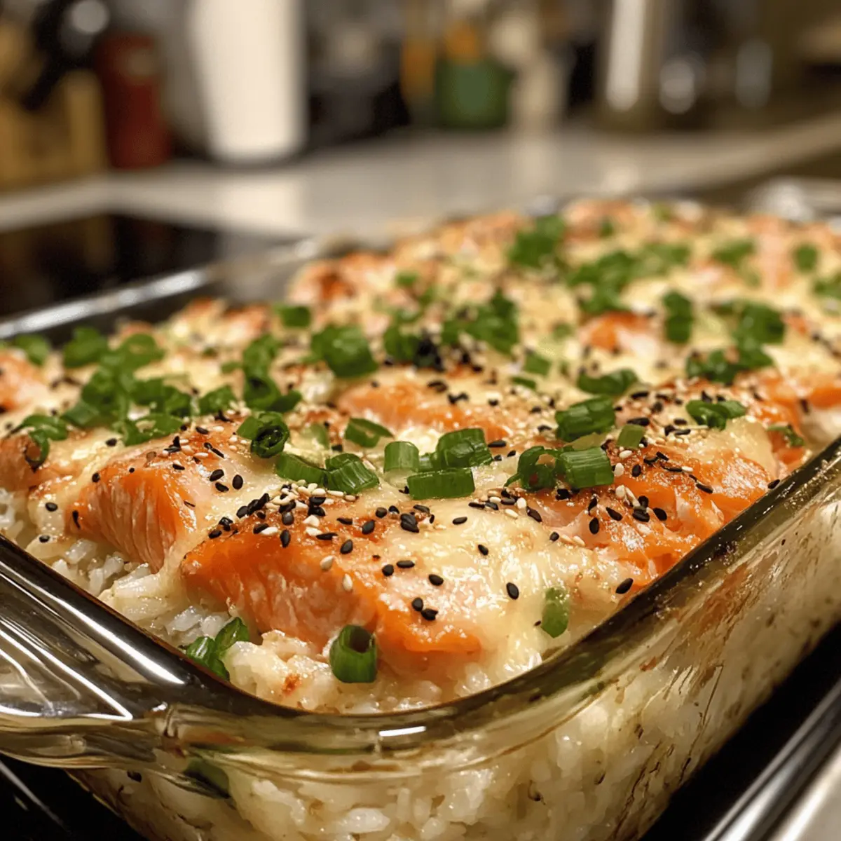 Spicy Salmon Sushi Bake: Comfort in Every Cheesy Bite