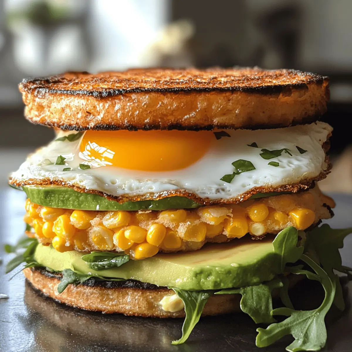 Delicious Sweet Corn Fritter Breakfast Sandwiches to Brighten Mornings