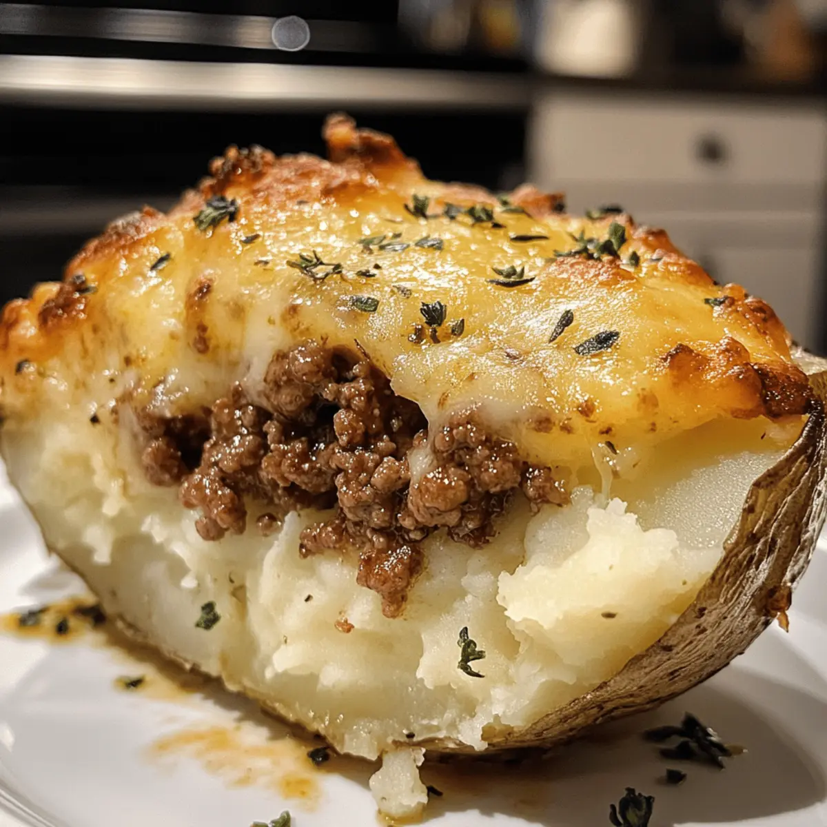 Cheesy Ground Beef-Stuffed Crispy Mashed Potatoes Bliss
