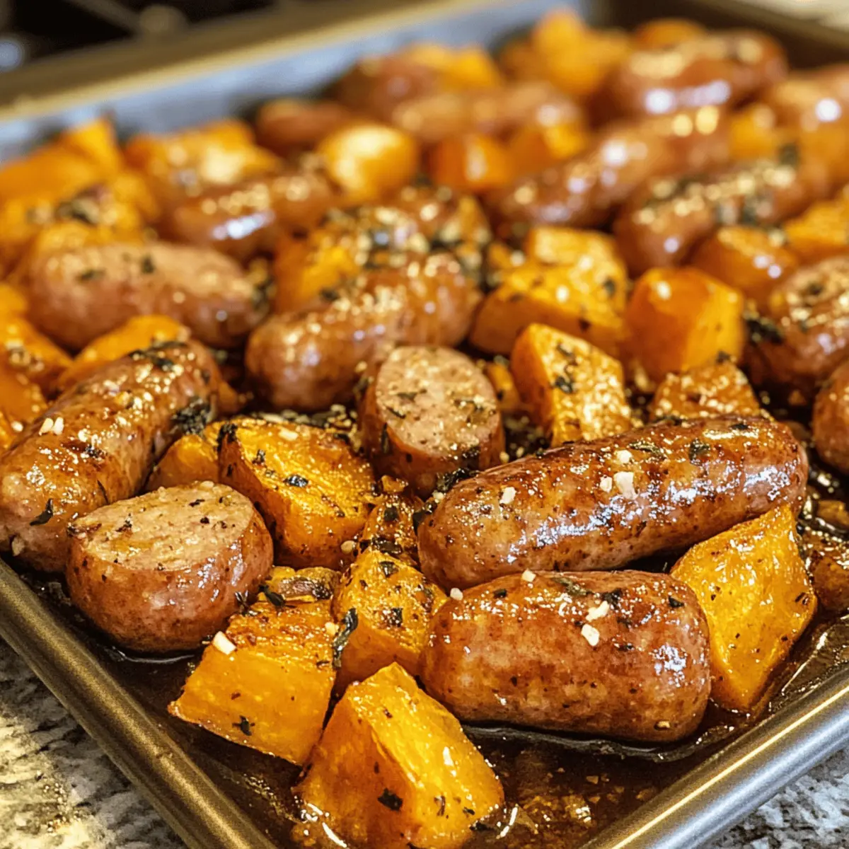 Sausage and Sweet Potatoes with Honey Garlic Sauce Bliss