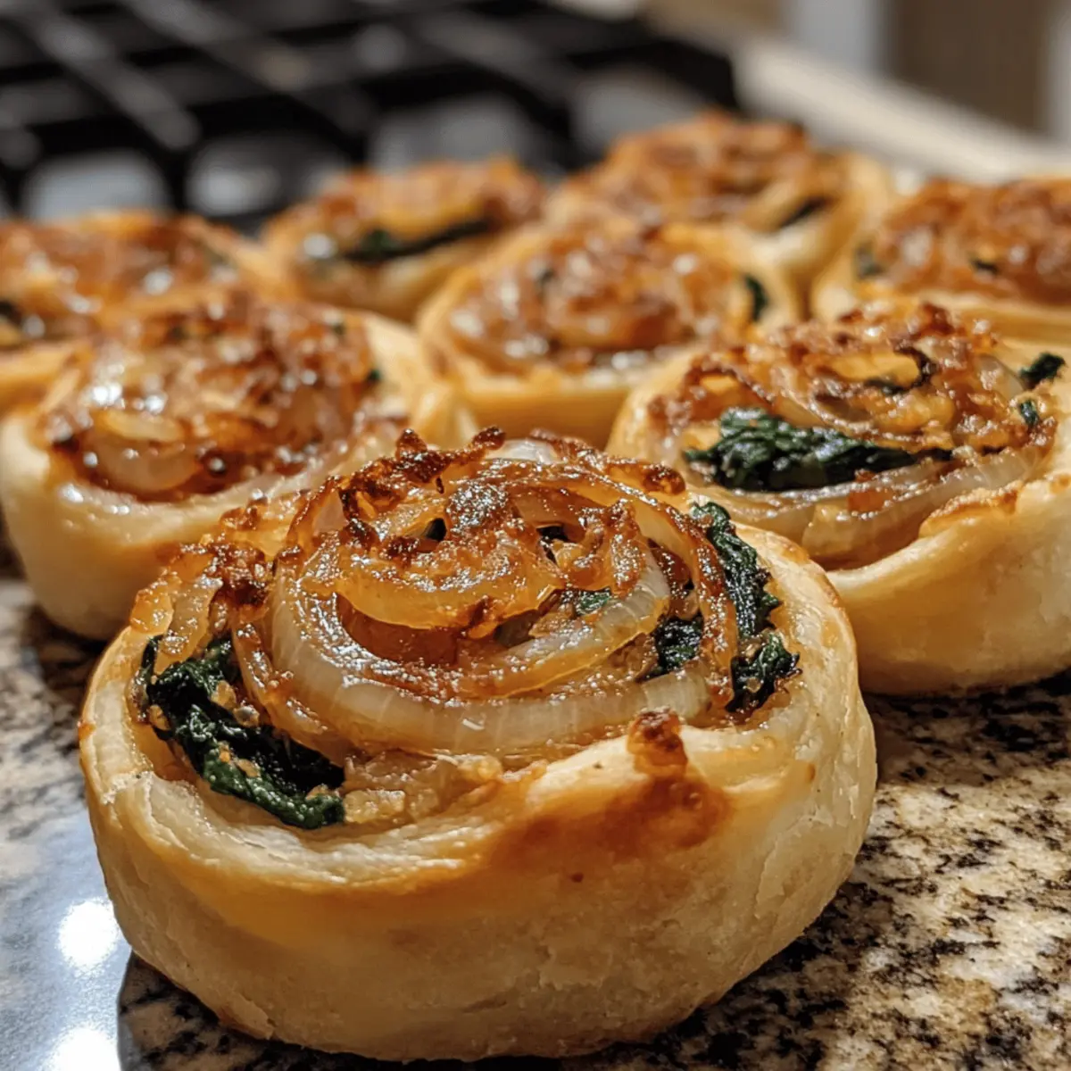 Vegan Caramelized Onion & Spinach Pizza Rolls for Comforting Snacking