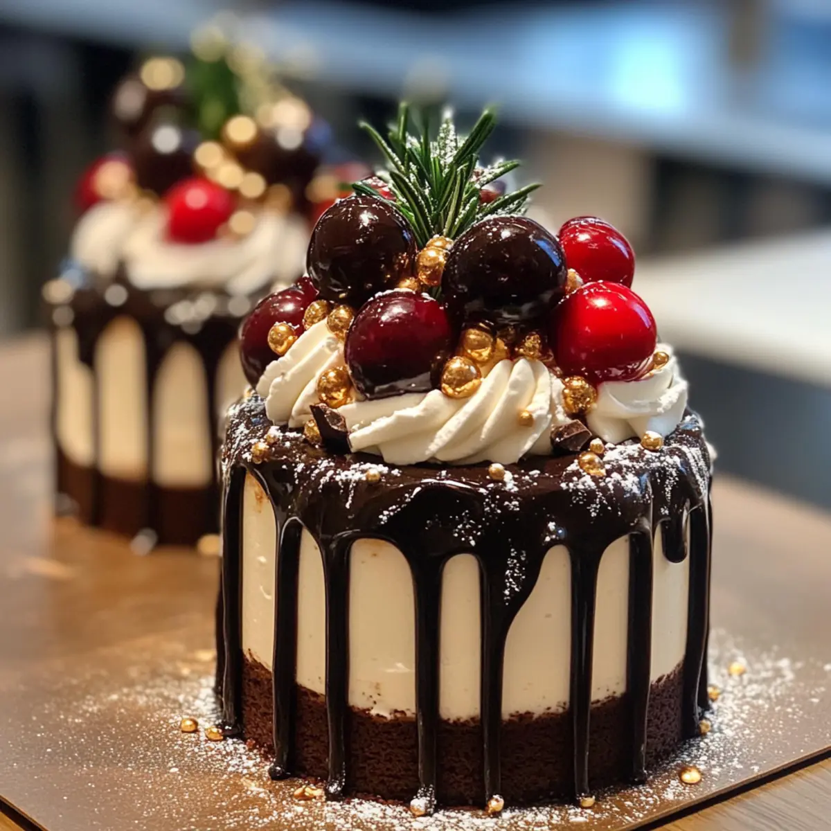 Mini Christmas Drip Cakes with Chocolate Ganache Bliss
