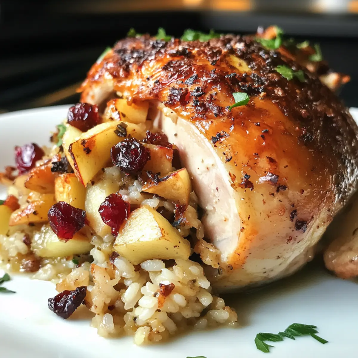 Savory Cornish Hens with Apple-Cranberry Rice Stuffing Delight