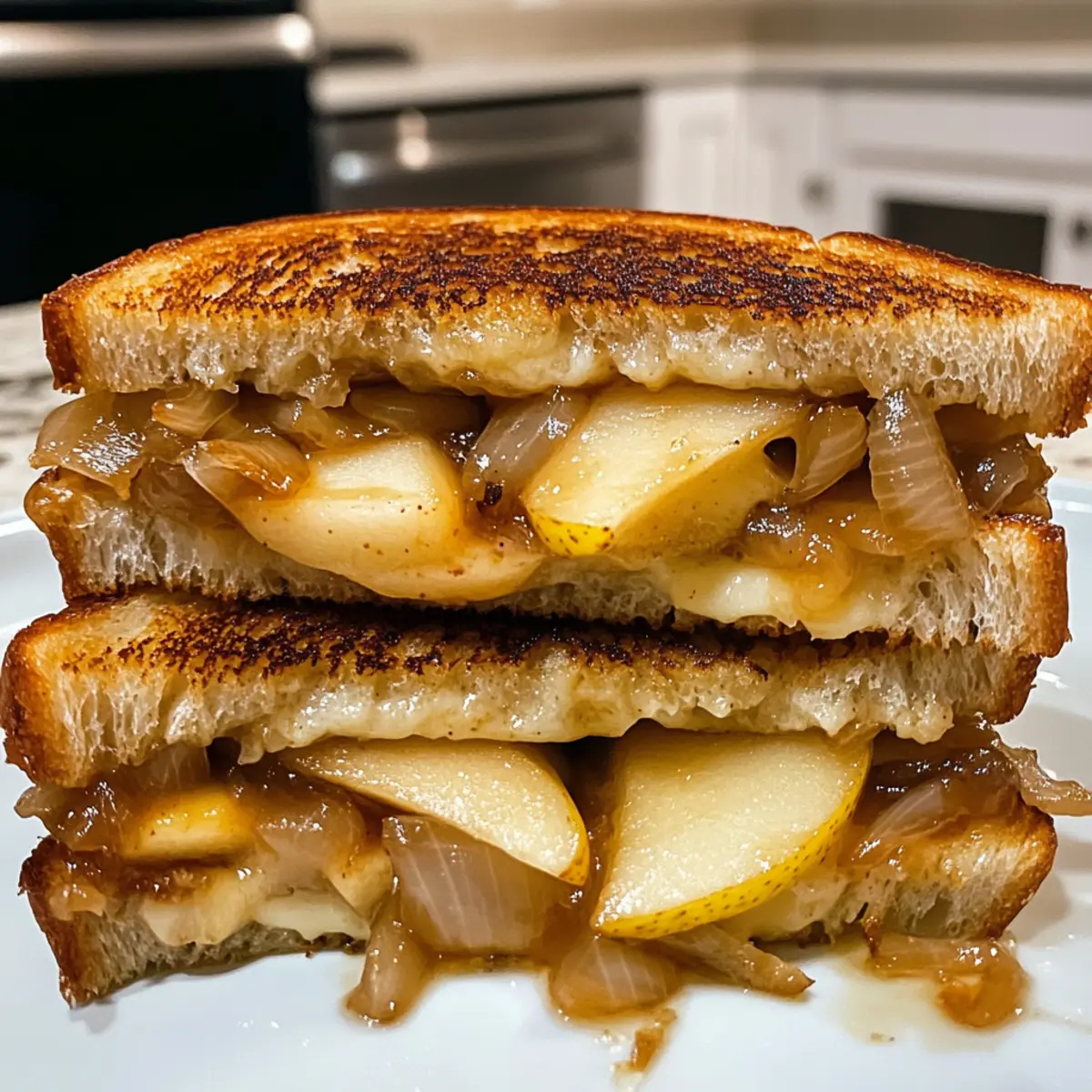 Irresistible Pear & Apple Grilled Cheese With Caramelized Onions