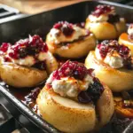Baked Pears with Goat Cheese, Honey, and Cranberries