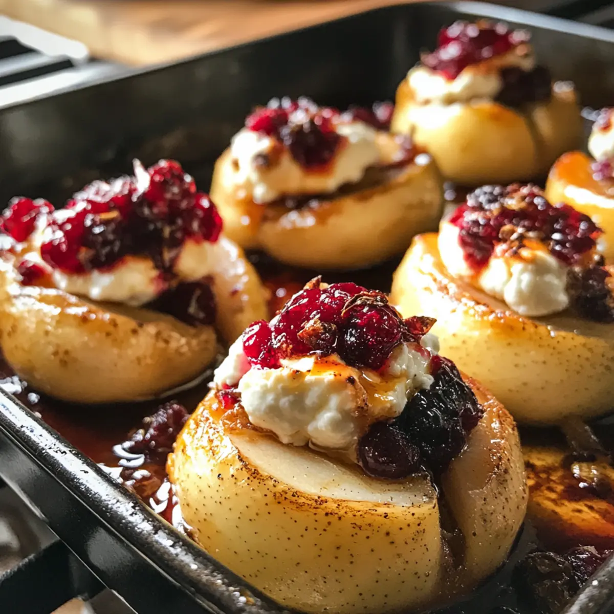 Deliciously Elegant Baked Pears with Goat Cheese and Cranberries
