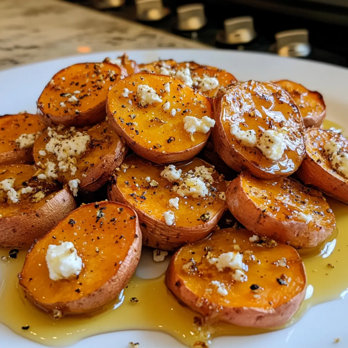 Roasted Sweet Potato Rounds with Honey & Feta Delight