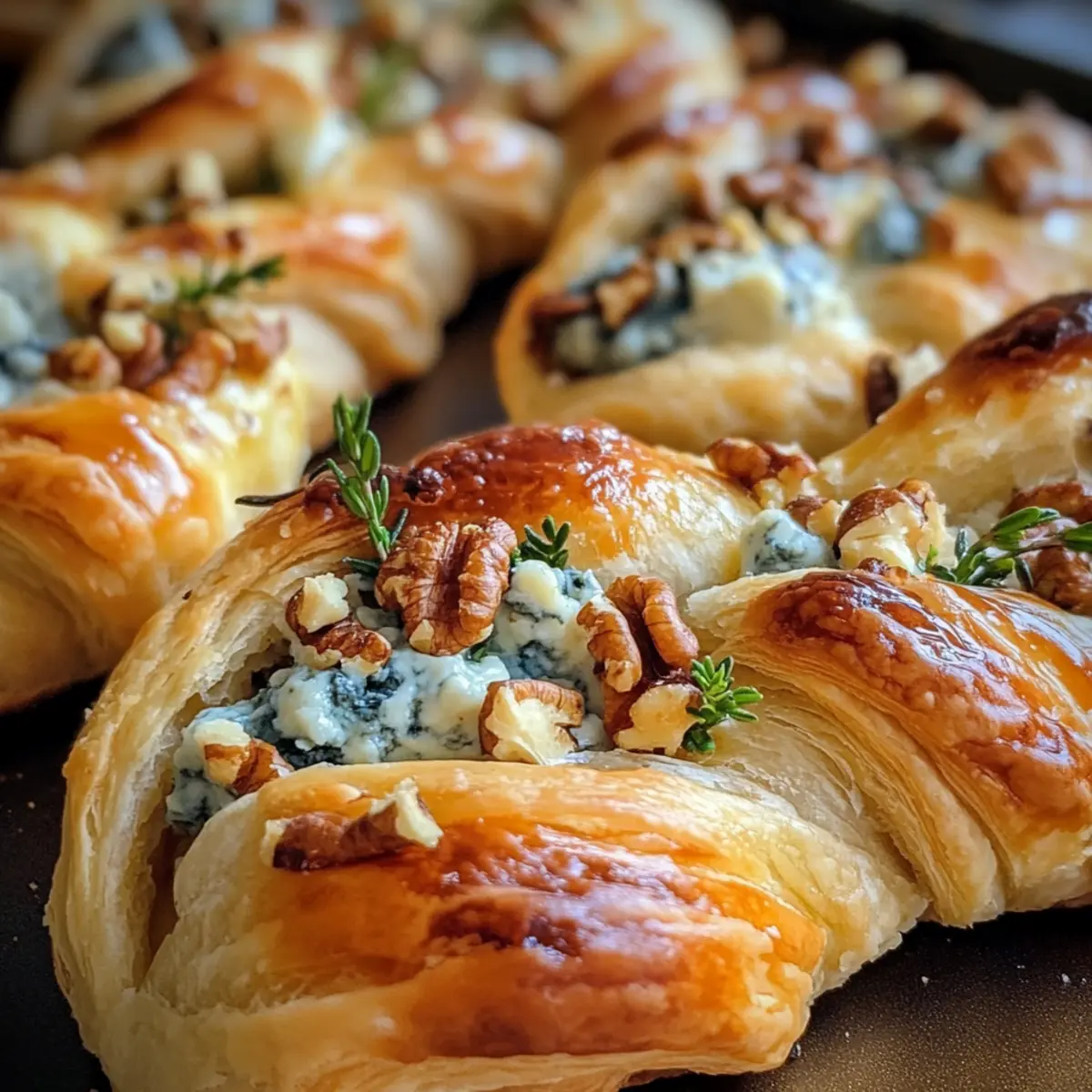 Indulge in Blue Cheese, Walnut, and Thyme Puff Pastry Twirl