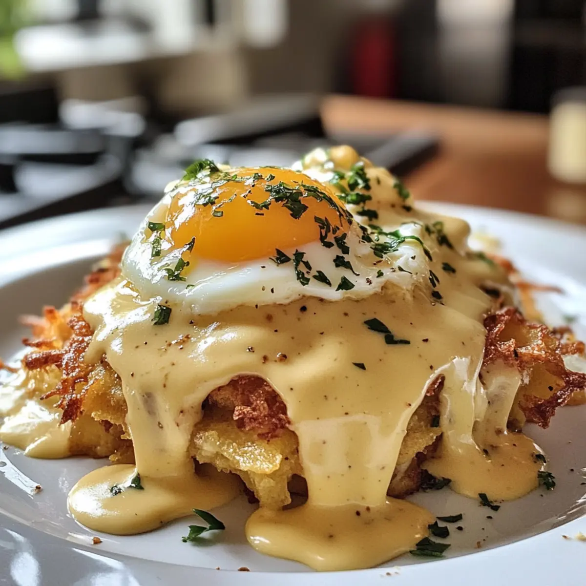 Irresistible Breakfast Poutine with Hollandaise Sauce Delight
