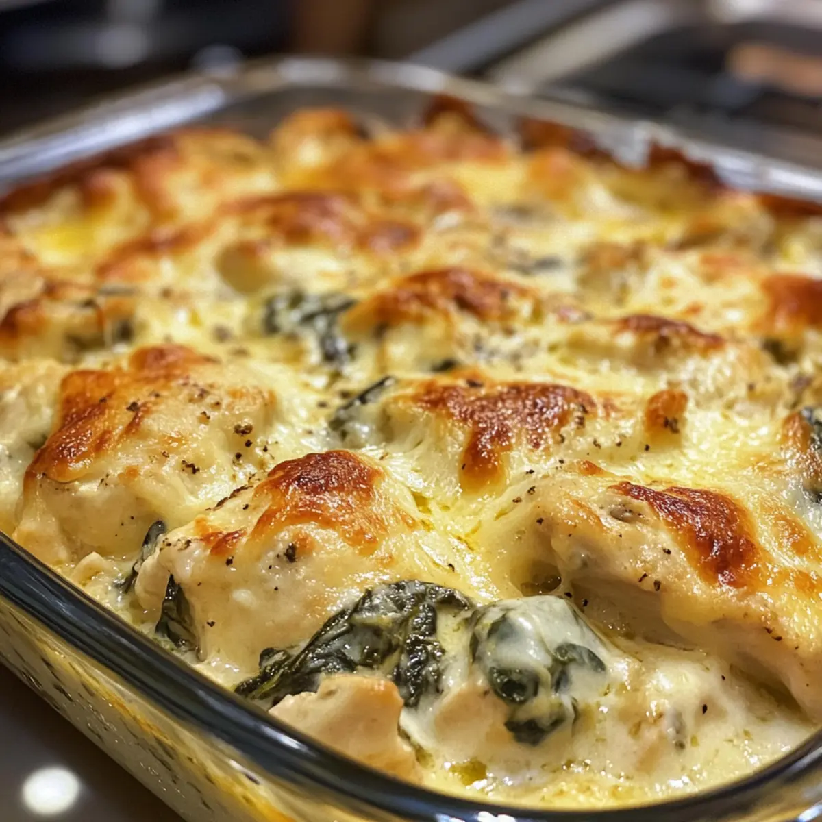 Cheesy Spinach and Artichoke Chicken Casserole Delight