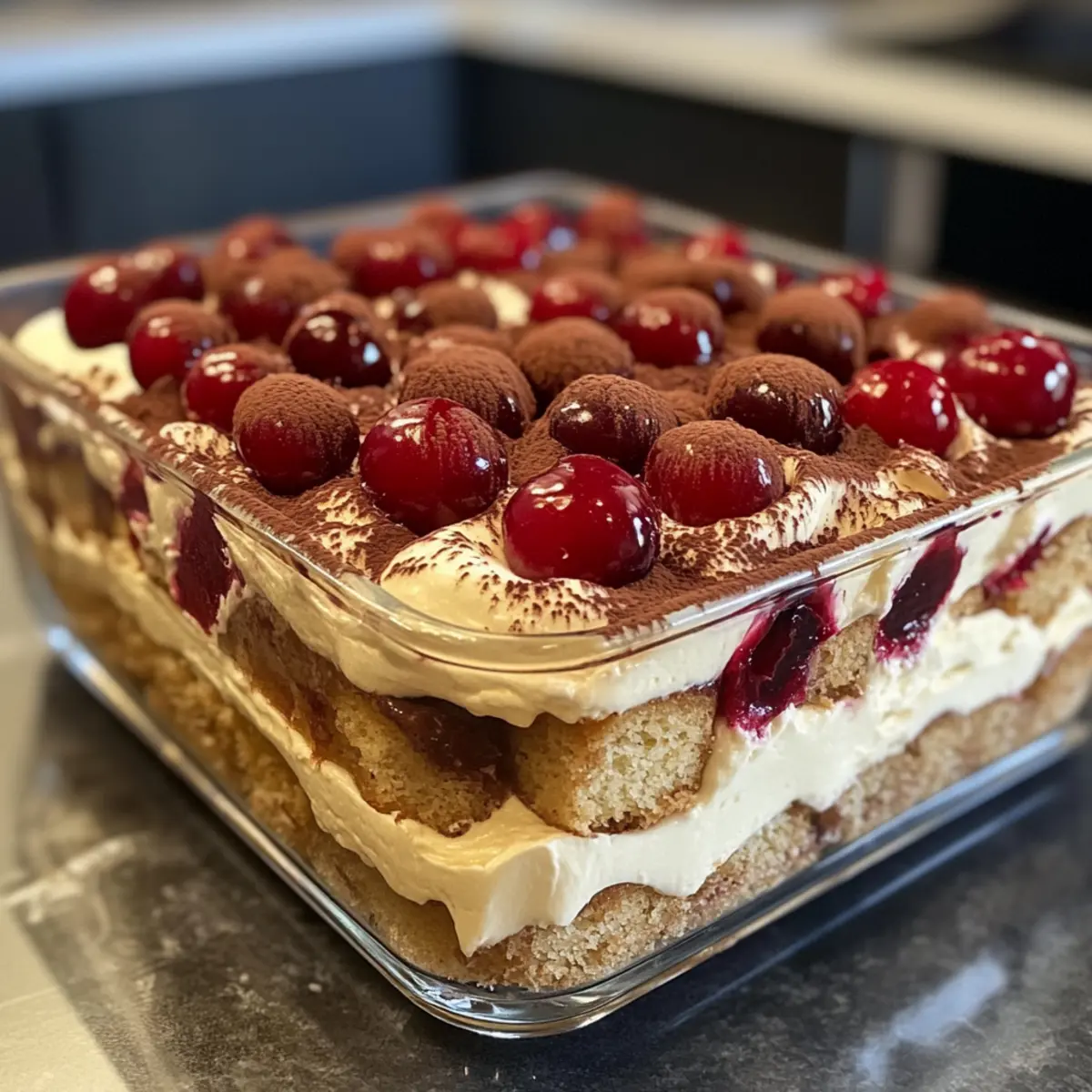 Cherry Amaretto Tiramisu: A Creamy No-Bake Slice of Bliss