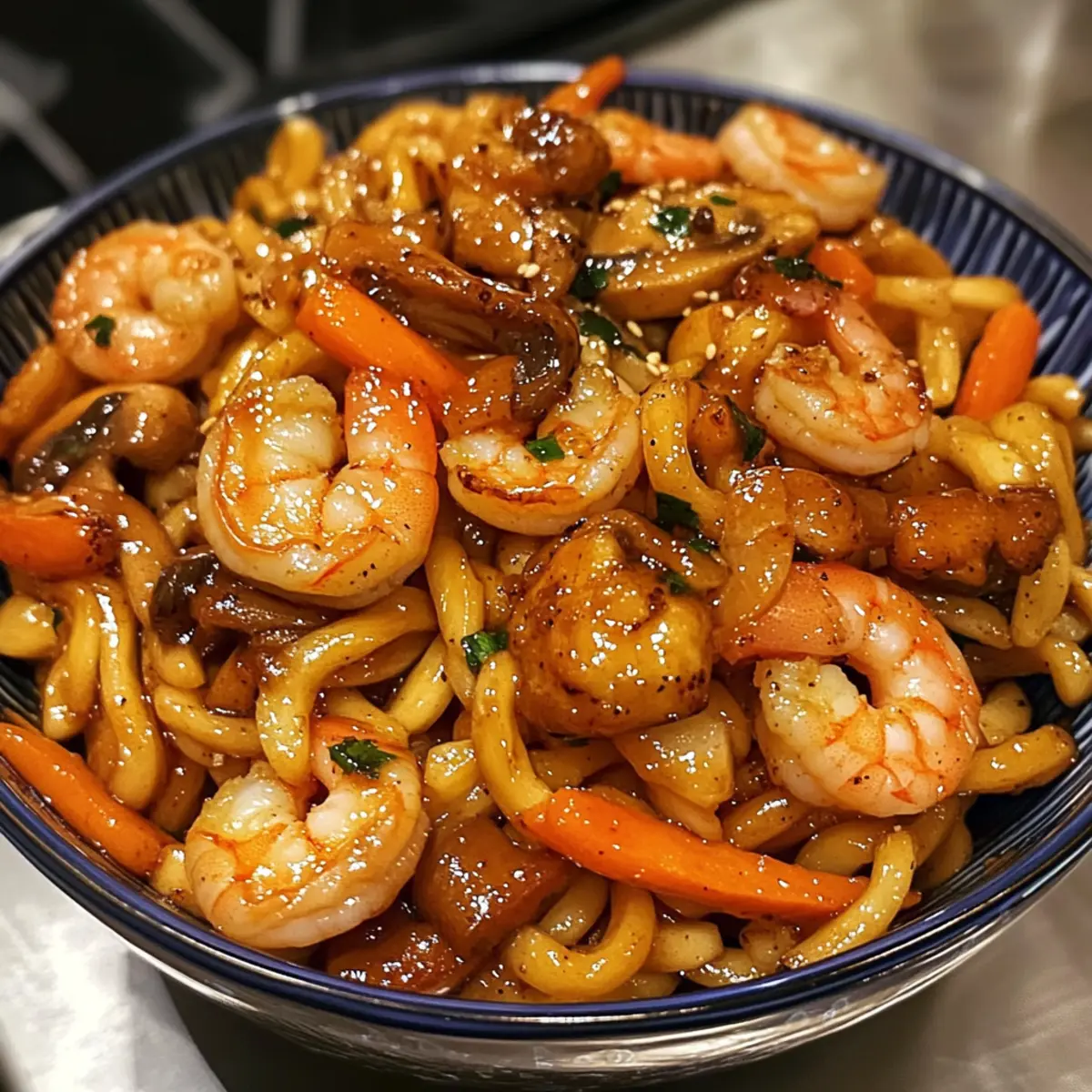 Delicious Yaki Udon with Shrimp in Just 20 Minutes