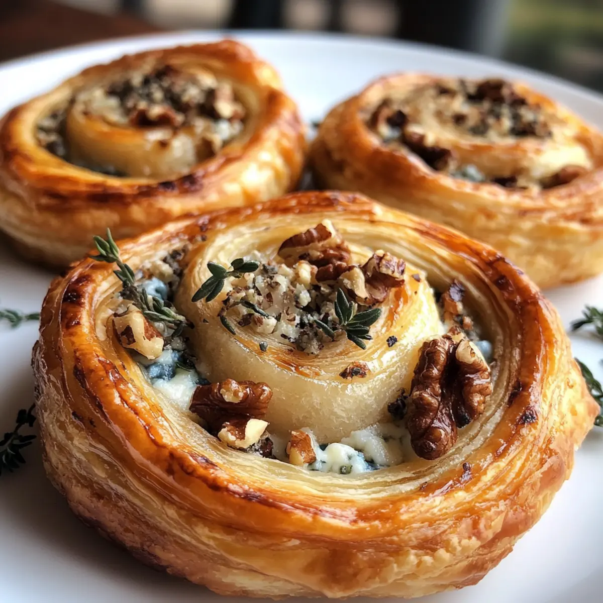 Indulgent Blue Cheese Walnut Thyme Puff Pastry Twirl Delight