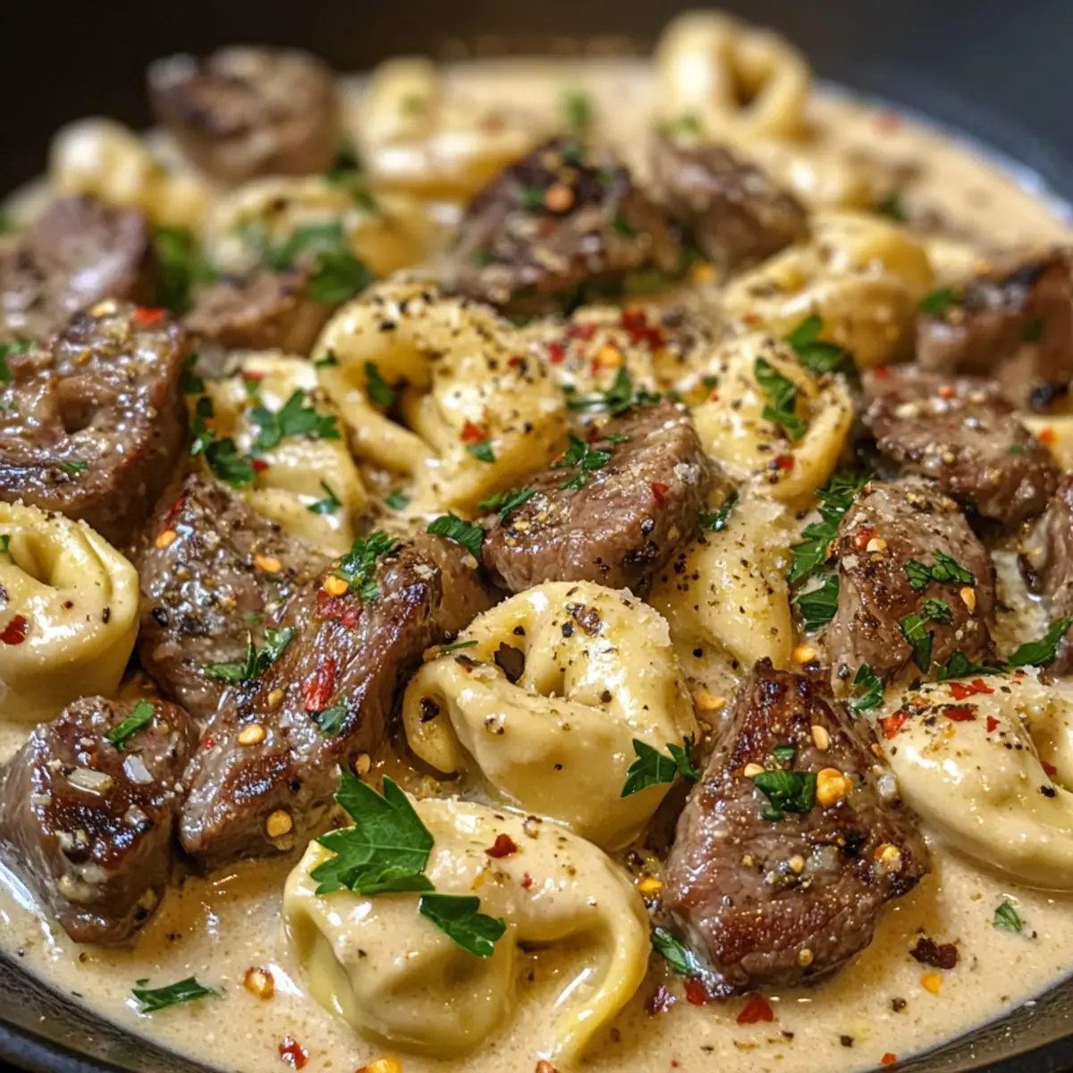 Garlic Steak Tortellini in Creamhouse Sauce Bliss Unleashed