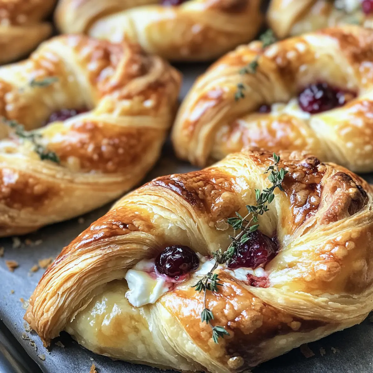 Cranberry Brie and Thyme Puff Pastry Twists for Festive Feasts
