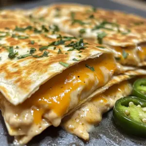 Cheesy Hot Honey Chicken Quesadillas with Spicy Jalapeño Cream Sauce