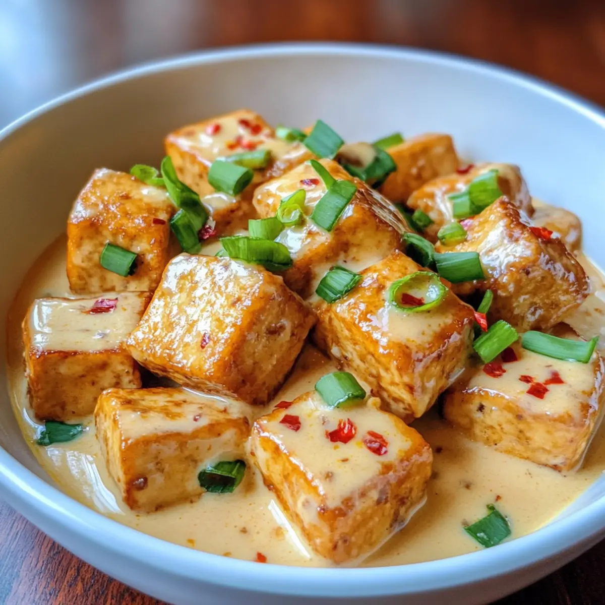 Savory Spicy Tofu with Creamy Coconut Sauce in 35 Minutes