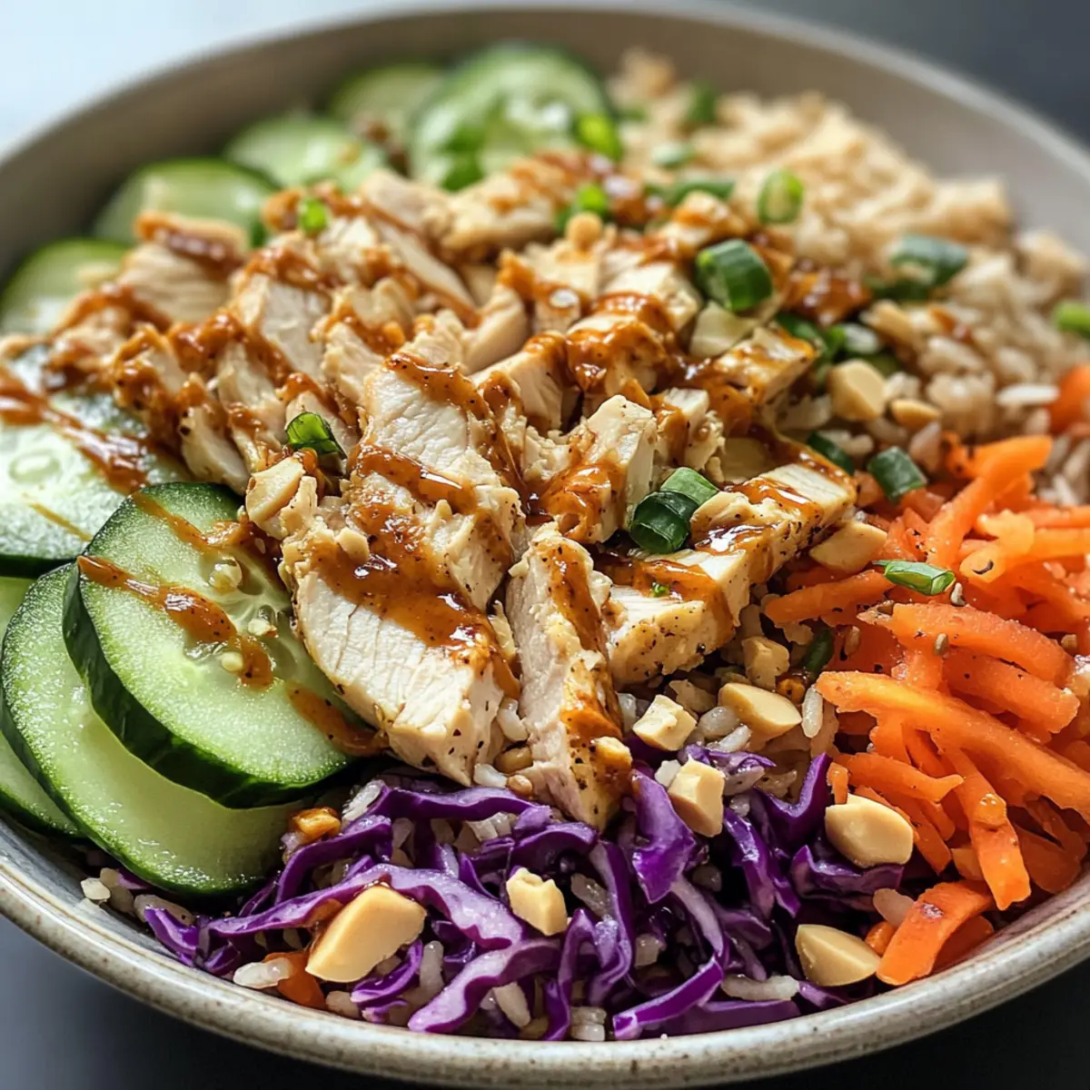 Chicken Crispy Rice Salad with Creamy Peanut Dressing Bliss