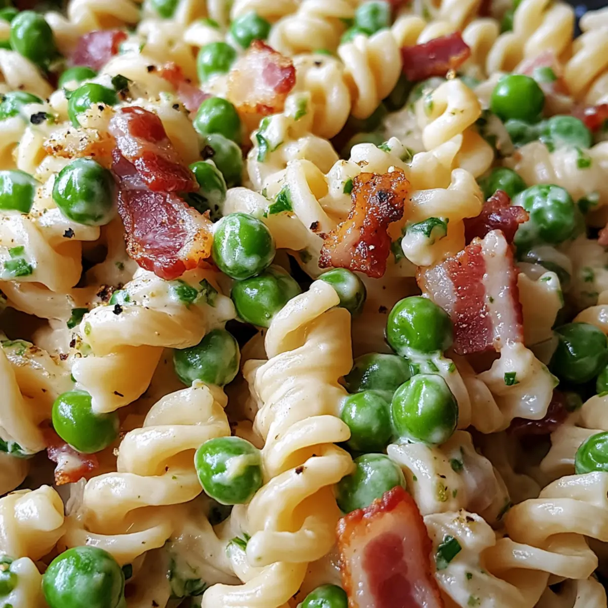 Creamy Pasta Salad with Bacon and Peas You’ll Love